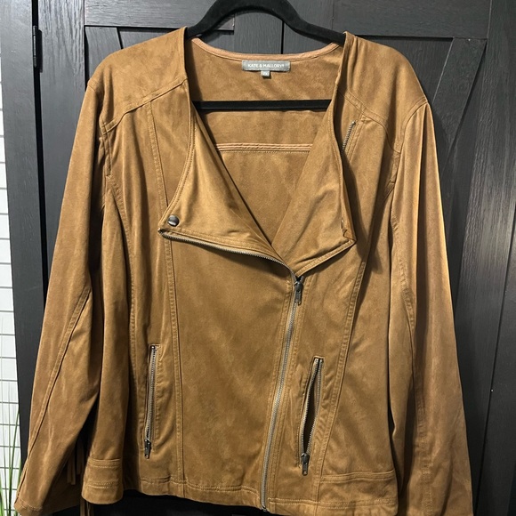 Kate and Mallory plus size faux suede fringe moto jacket - Picture 3 of 8